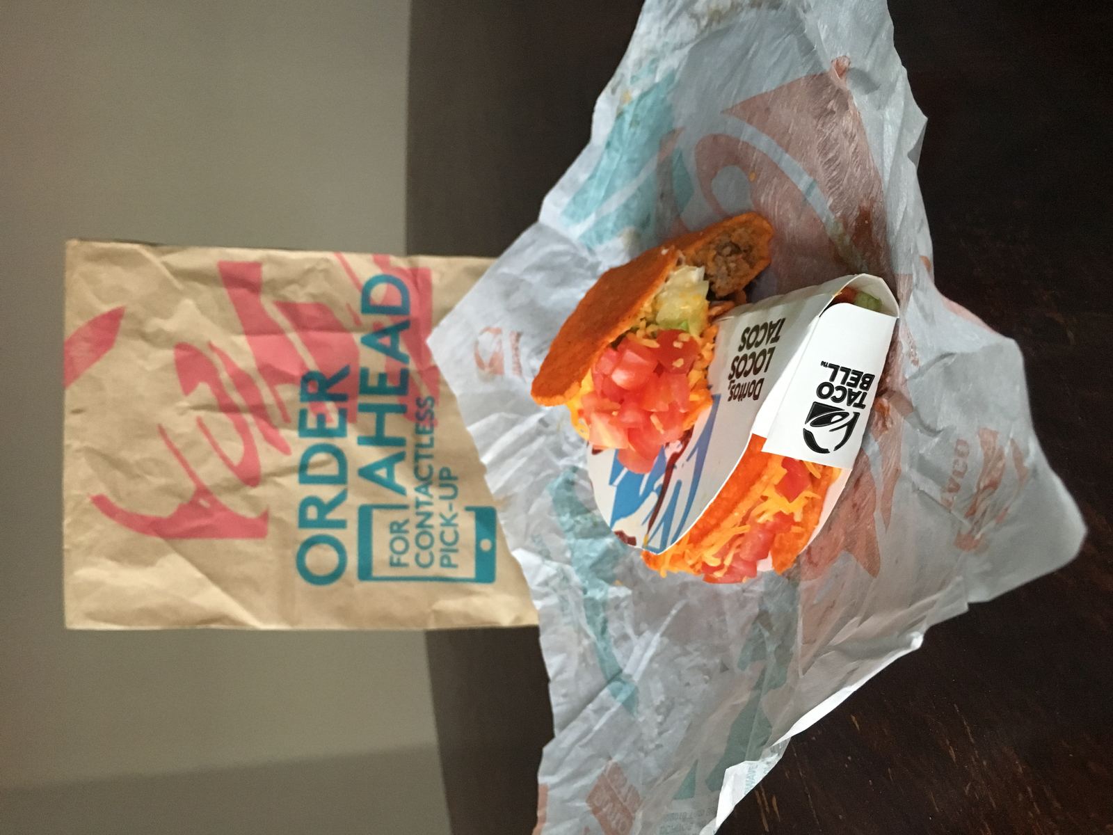Hard-shell tacos on a tray